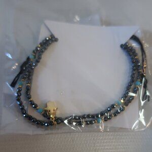 NWT Tai Shore Club Turks + Caicos (Item - 22) Black Beaded Hamsa Charm Bracelet